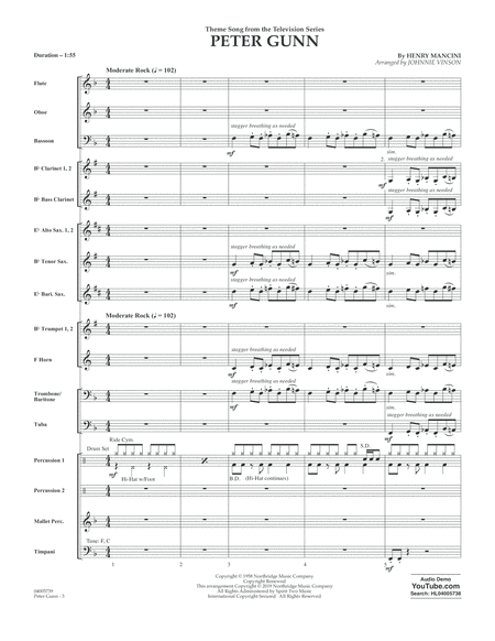 Peter Gunn Arr Johnnie Vinson Conductor Score Full Score Page 2