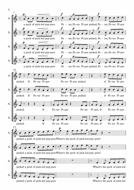 Peter Piper For Ssaa Choir Page 2