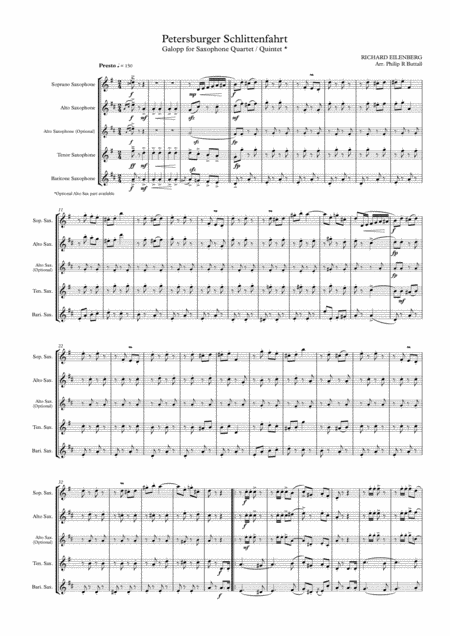 Petersburger Schlittenfahrt Saxophone Quartet Quintet Score Page 2