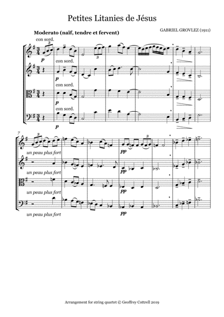 Petites Litanies De Jesus Arranged For String Quartet Page 2