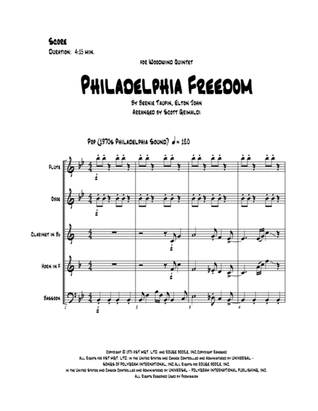 Philadelphia Freedom For Woodwind Quintet Page 2