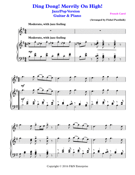 Piano Background For Ding Dong Merrily On High Guitar And Piano Page 2