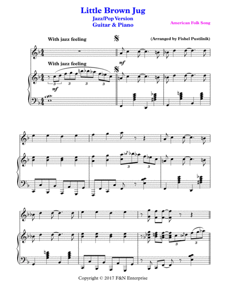 Piano Background For Little Brown Jug Guitar And Piano With Improvisation Page 2