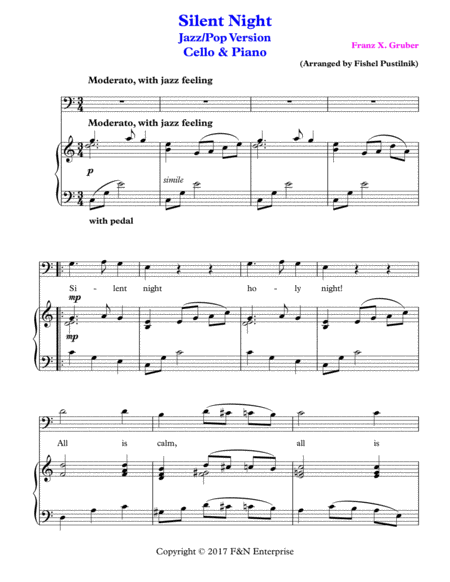 Piano Background For Silent Night Cello And Piano Page 2