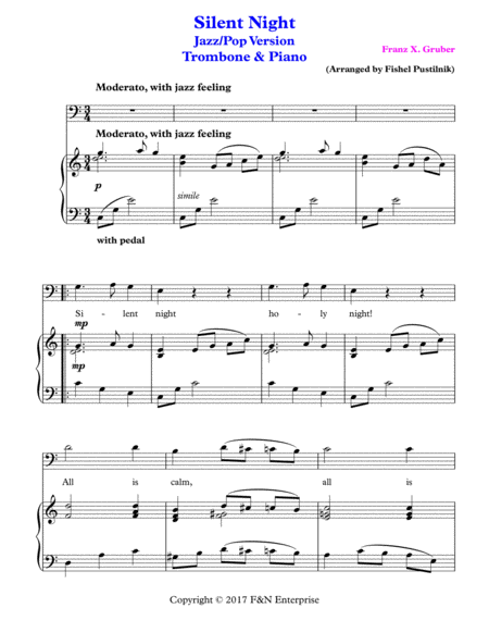 Piano Background For Silent Night Trombone And Piano Page 2