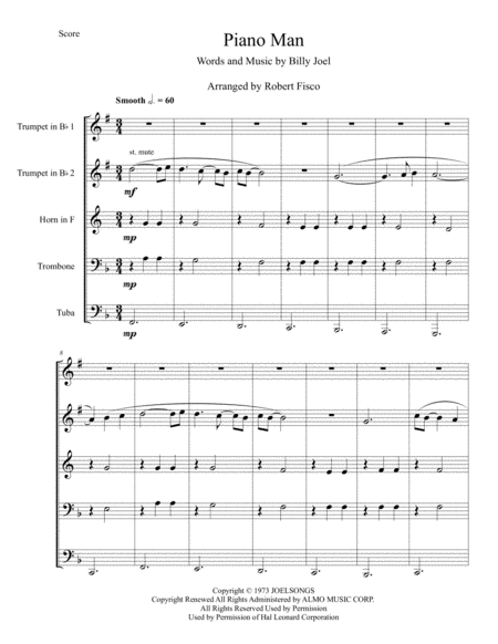 Piano Man Billy Joel For Brass Quintet Page 2