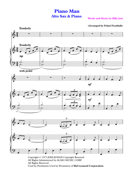 Piano Man For Alto Sax And Piano Page 2