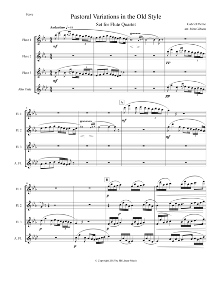 Pierne Pastoral Variations In The Old Style Set For Flute Quartet Page 2