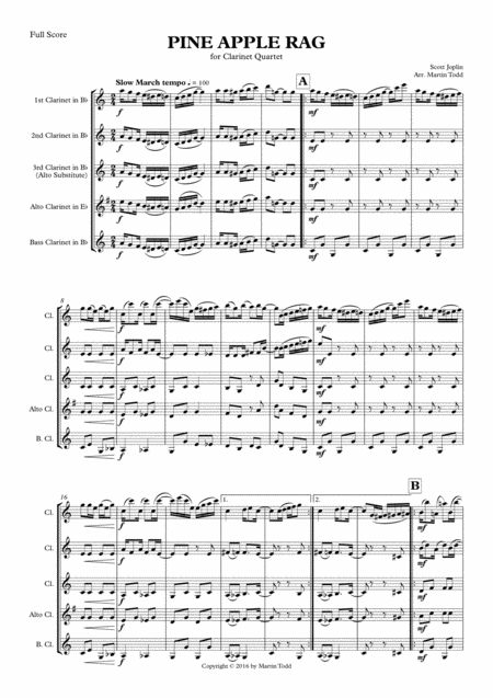 Pine Apple Rag For Clarinet Quartet Page 2