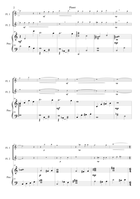 Planet The Sun Sets On Venus For 2 Flutes And Piano Page 2