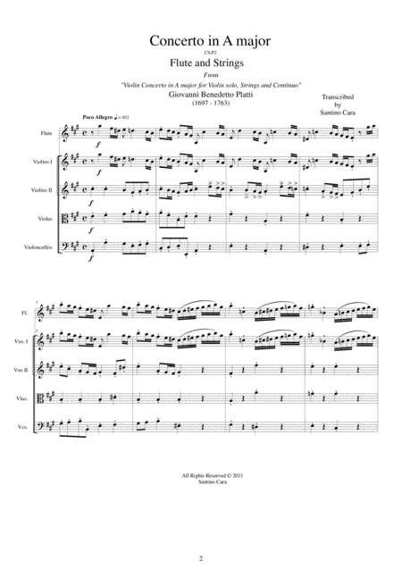 Platti Concerto In A Major For Flute And Strings Page 2