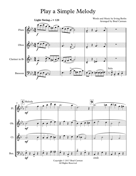 Play A Simple Melody For Woodwind Quartet Page 2