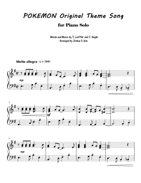 Pokemon Theme For Solo Piano Page 2