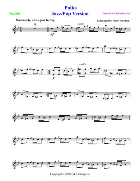 Polka By Tschaikovsky For Guitar With Background Track Jazz Pop Version Page 2