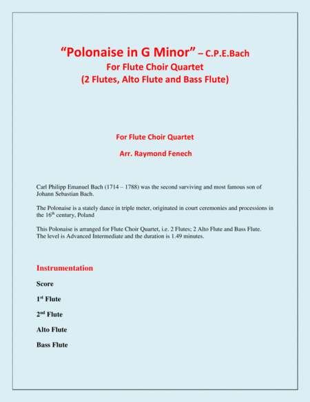 Polonaise In G Minor Flute Choir Quartet 2 Flutes Alto Flute And Bass Flute Page 2
