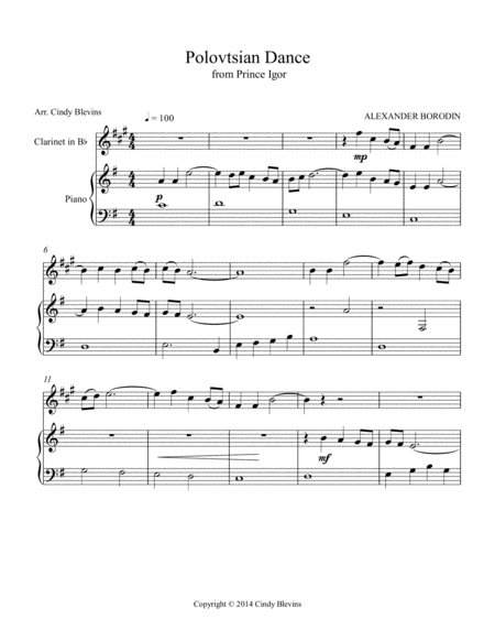 Polovtsian Dance Arranged For Piano And Bb Clarinet Page 2