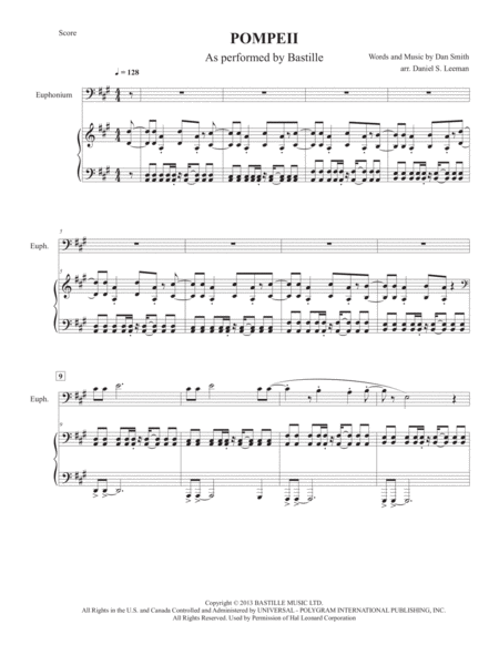 Pompeii By Bastille For Euphonium Piano Page 2