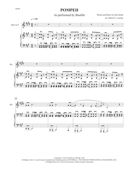 Pompeii By Bastille For Horn Piano Page 2