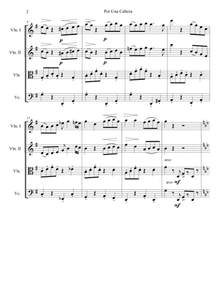 Por Una Cabeza String Quartet Page 2