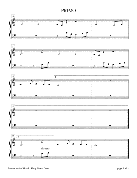 Power In The Blood Easy Piano Duet 1 Piano 4 Hands Page 2