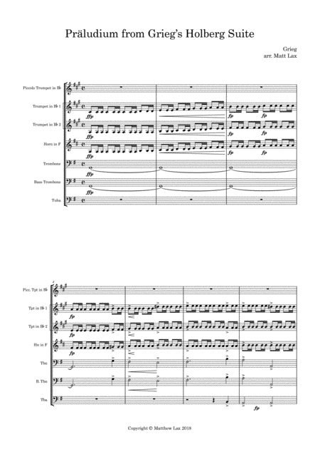 Praeludium From Griegs Holberg Suite Brass Septet Page 2