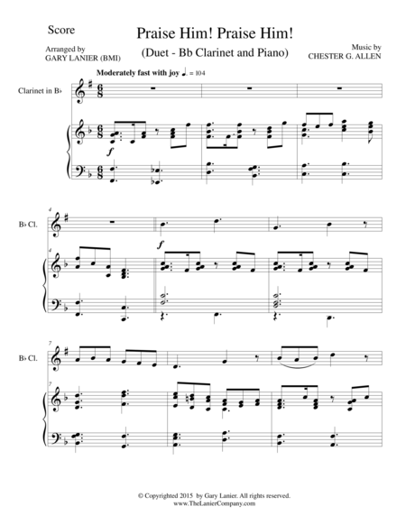 Praise Him Praise Him Duet Bb Clarinet And Piano Score And Parts Page 2