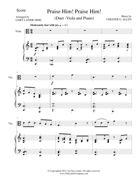 Praise Him Praise Him Duet Viola And Piano Score And Part Page 2