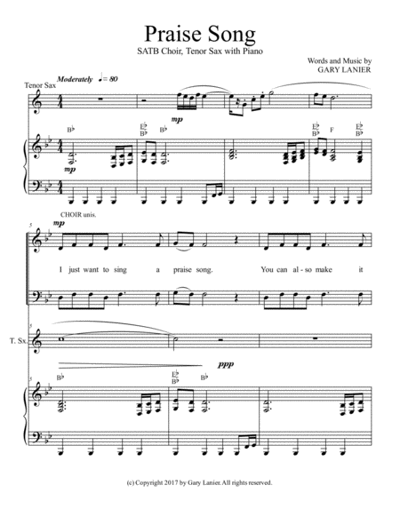 Praise Song Satb Choir Tenor Sax With Piano Page 2