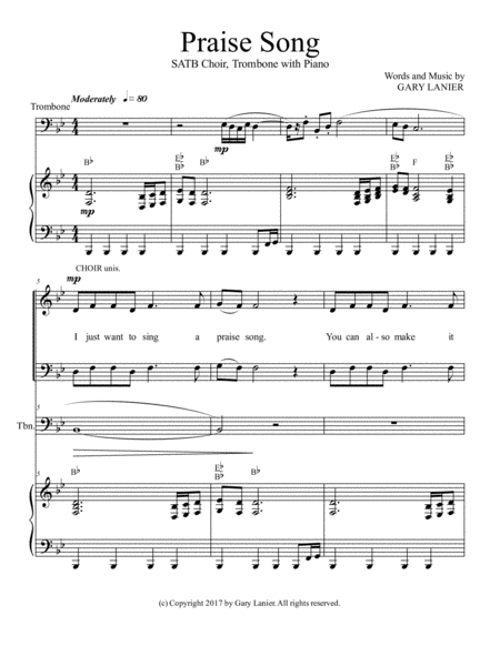 Praise Song Satb Choir Trombone With Piano Page 2