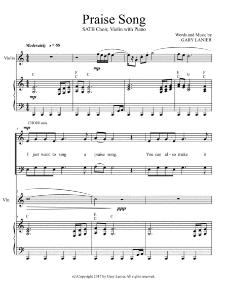 Praise Song Satb Choir Violin With Piano Page 2