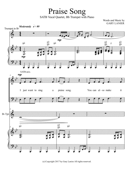 Praise Song Satb Vocal Quartet With Bb Trumpet Piano Page 2