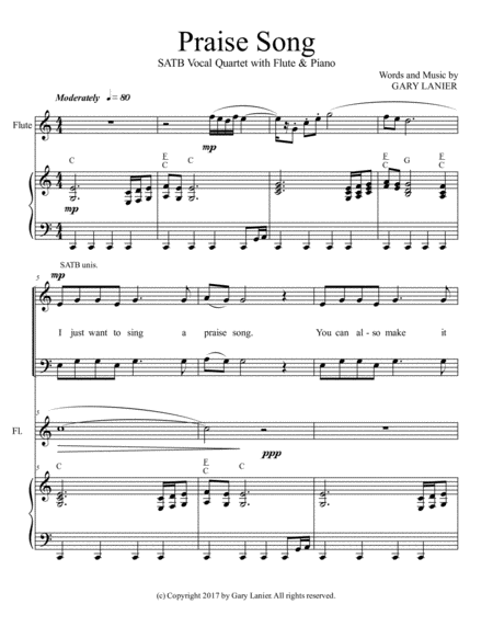 Praise Song Satb Vocal Quartet With Flute Piano Page 2