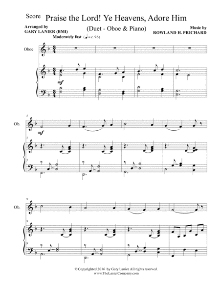 Praise The Lord Ye Heavens Adore Him Duet Oboe Piano With Score Part Page 2