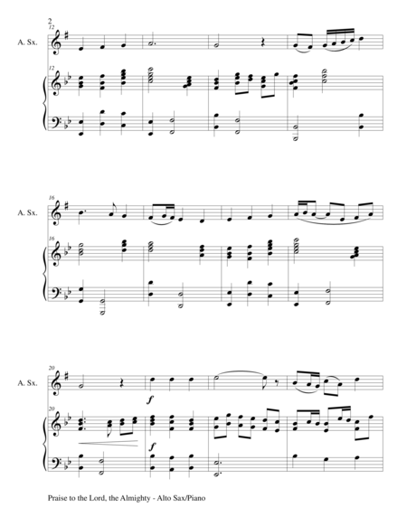 Praise To The Lord The Almighty Duet Alto Sax And Piano Score And Parts Page 2