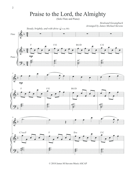 Praise To The Lord The Almighty Flute Piano Page 2