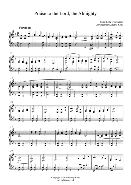 Praise To The Lord The Almighty Solo Piano Page 2