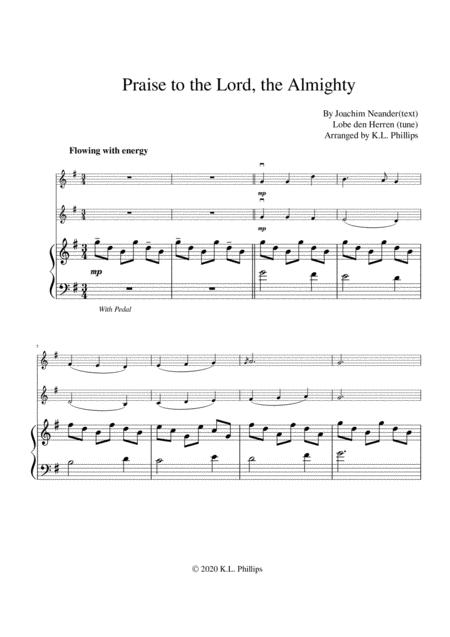 Praise To The Lord The Almighty Violin Duet With Piano Accompaniment Page 2