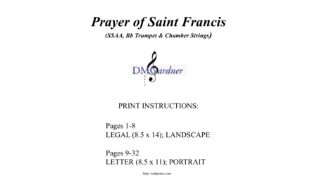 Prayer Of Saint Francis Ssaa Chamber Strings And Bb Trumpet Page 2