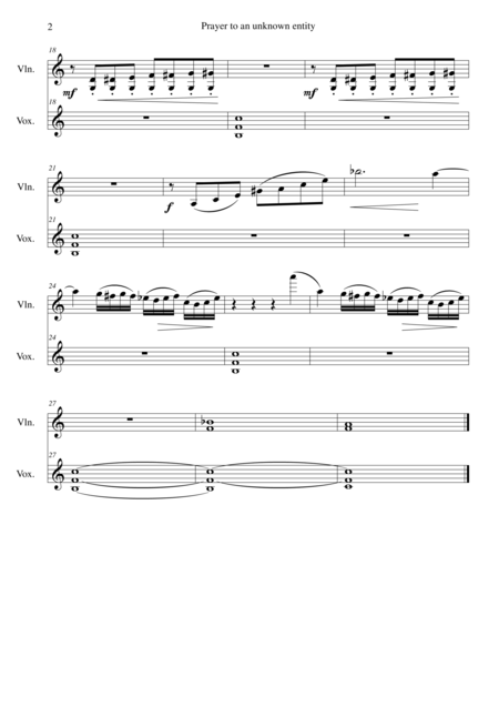 Prayer To An Unknown Entity For Violin And Choral Backing Page 2