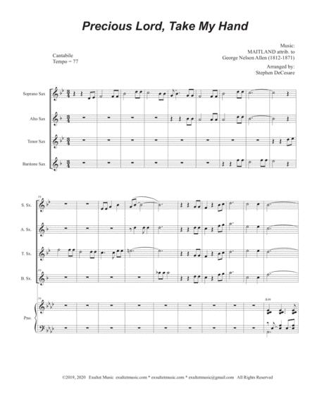 Precious Lord Take My Hand Saxophone Quartet And Piano Page 2