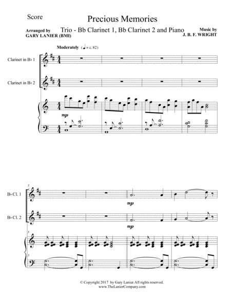 Precious Memories Trio Bb Clarinet 1 Bb Clarinet 2 Piano With Score Part Page 2