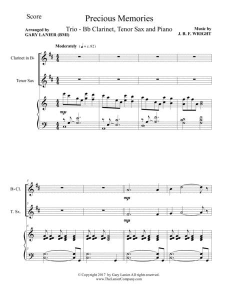 Precious Memories Trio Bb Clarinet Tenor Sax Piano With Score Part Page 2