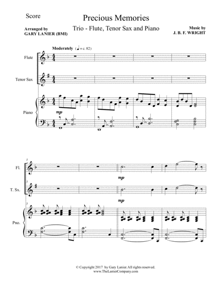 Precious Memories Trio Flute Tenor Sax Piano With Score Part Page 2