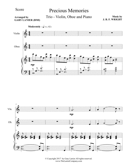 Precious Memories Trio Violin Oboe Piano With Score Parts Page 2