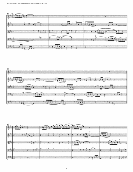 Prelude 05 From Well Tempered Clavier Book 2 String Quintet Page 2