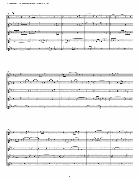 Prelude 07 From Well Tempered Clavier Book 2 Saxophone Quintet Page 2