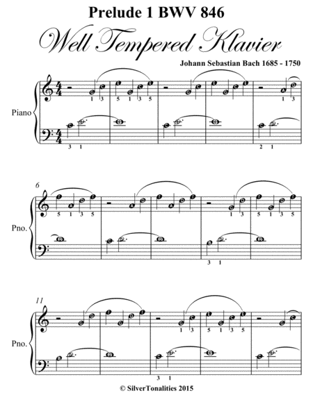 Prelude 1 Bwv 846 West Tempered Klavier Easiest Piano Sheet Music Page 2