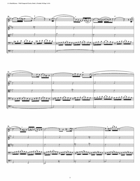 Prelude 10 From Well Tempered Clavier Book 1 String Quintet Page 2