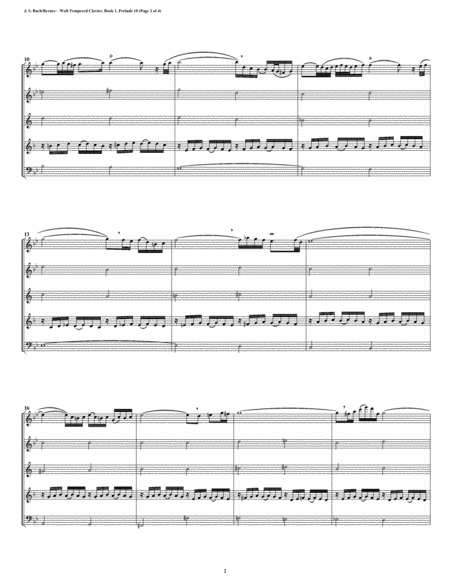 Prelude 10 From Well Tempered Clavier Book 1 Woodwind Quintet Page 2