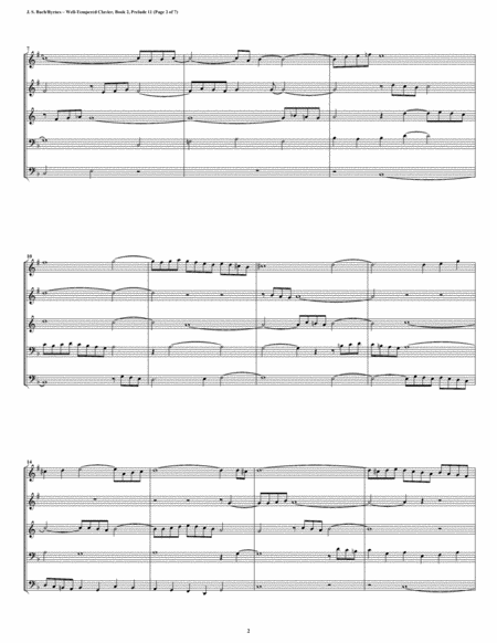 Prelude 11 From Well Tempered Clavier Book 2 Conical Brass Quintet Page 2